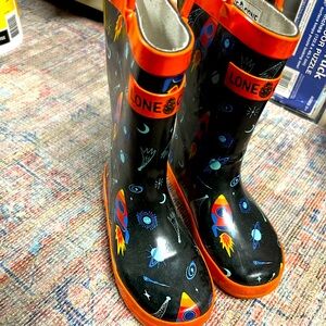 Kids space themed rain boots, size 12